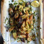 Roasted Fingerling Potatoes with Garlic, Herbs & Almonds