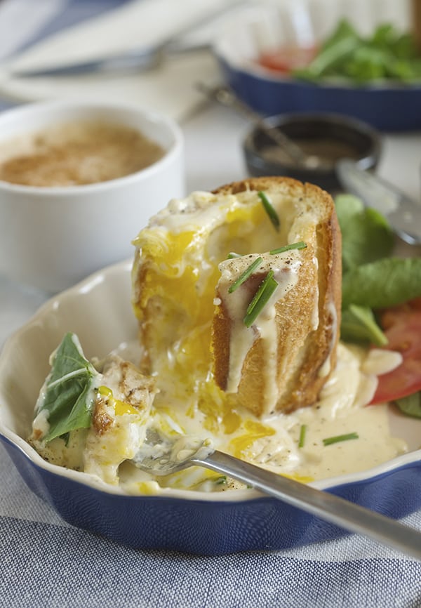 Baked eggs in Baguette + Smoked Gouda Sauce - a.k.a “Bageggs” ~ Yes, more please! the ultimate breakfast!