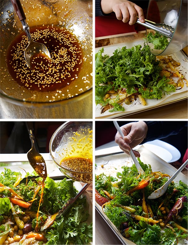 Roasted-Carrot-Salad-with-Hummus-Vinaigrette_tossing-the-salad