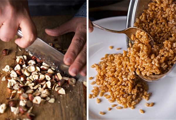 Warm-Farro-asparragus-and-poached-egg-toasted-hazelnuts-and-farro