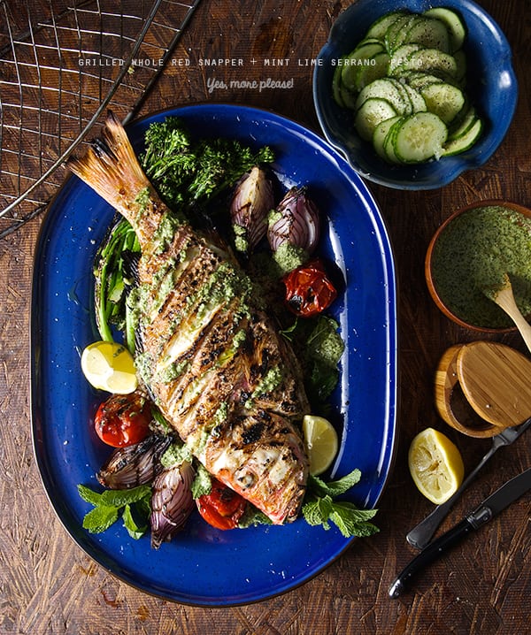 Grilled-Whole-Red-Snapper-+-Mint-Lime-Serrano-Pesto-_Yes,-more-please!