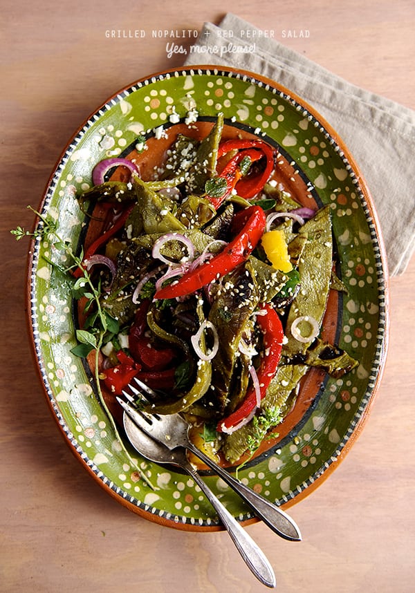 Grilled Nopalitos and Red Bell Pepper Salad ~Yes, more please!