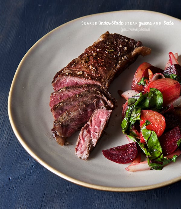 Seared-Under-Blade-Steak-greens-and-beets_Yes,-more-please!