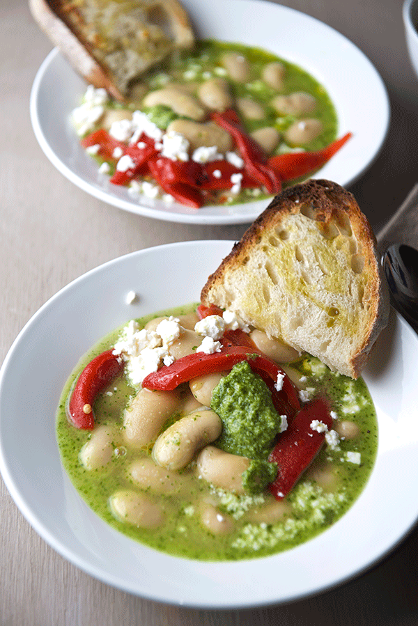 Rancho-Gordo-Corona-Beans-and-Cilantro-Pesto_-easy-vegetarian-dinner