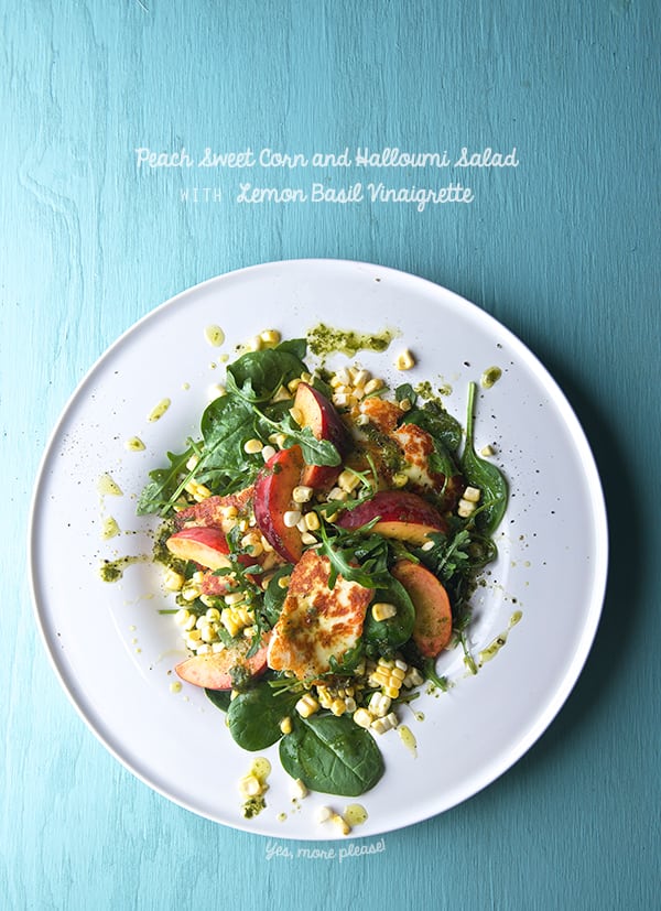 Peach-Sweet-Corn-and-Halloumi-Salad-with-Lemon-Basil-Vinaigrette_Yes,-more-please!