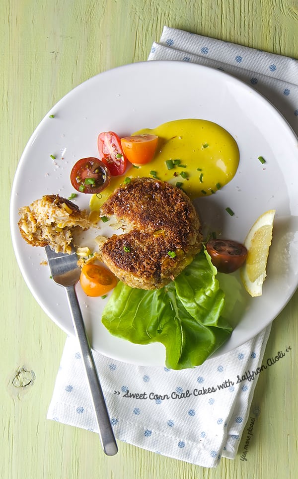 Sweet-Corn-Crab-Cakes-with-Saffron-Aioli_Yes,-more-please!